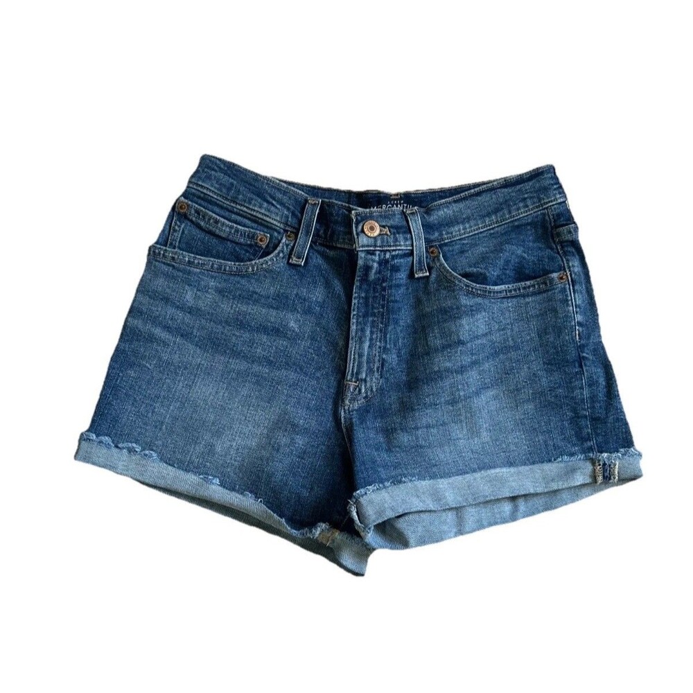 Women's J Crew Mercantile Blue Cut Off Denim Shorts Size 27